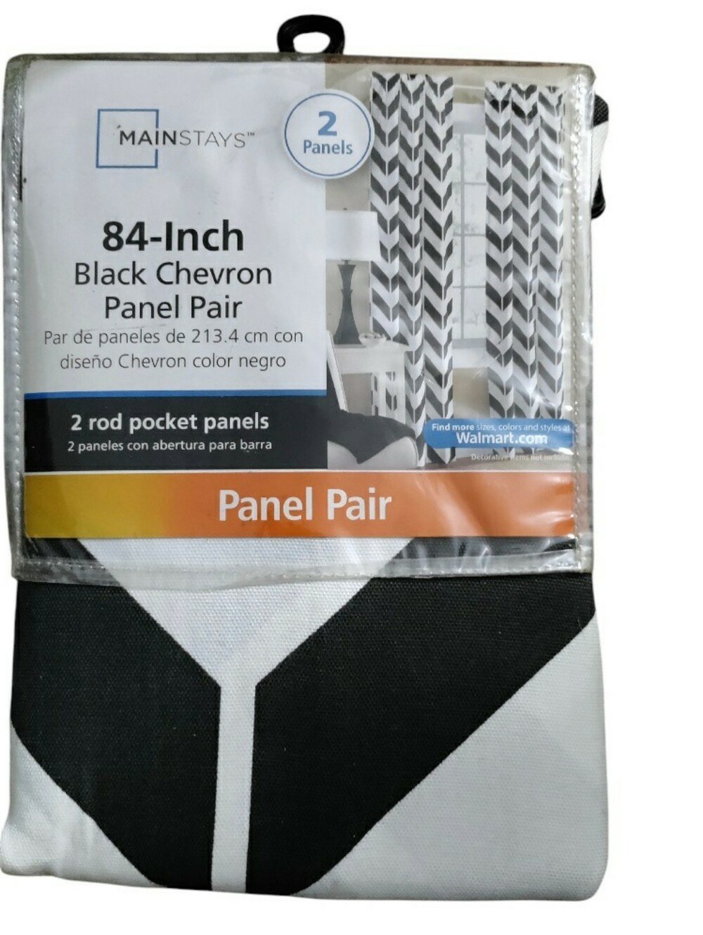 Mainstays Chevron Curtain Panel Pair Rod Pocket 84" New